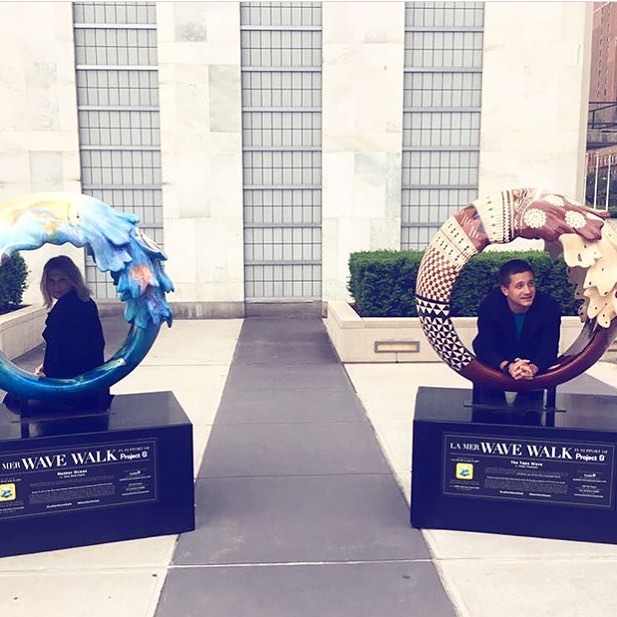 @officialalexandrarichards @tywoody1 @unitednations yesterday in support of world oceans day. All 50 wave sculptures are being auctioned off through @paddle8 Only 4% of the ocean is under protection, help get it to 30% by 2030 @weareprojectzero #lamerwavewalk