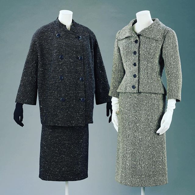 Cristóbal #Balenciaga  s unconventional approach and independent spirit is visible even in his classic tailoring such as these tweed suits dated 1951. 
Explore the work of the Master of haute couture and see how other contemporary designers challenge conventional ideals of female beauty in our current exhibition. 
Link in bio  #Balenciaga #fashion #shape #detail #couture #tailoring #cristobalbalenciaga #exhibition