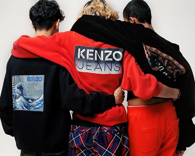 Happy Monday from the #KenzoTribe   all wearing vintage @kenzo jackets from the #KenzoMarais store unique selection in Paris. Drop by to get yours: 120 Rue Vieille-Du-Temple 75003 Paris. 
Photo by @priscilliasaada.